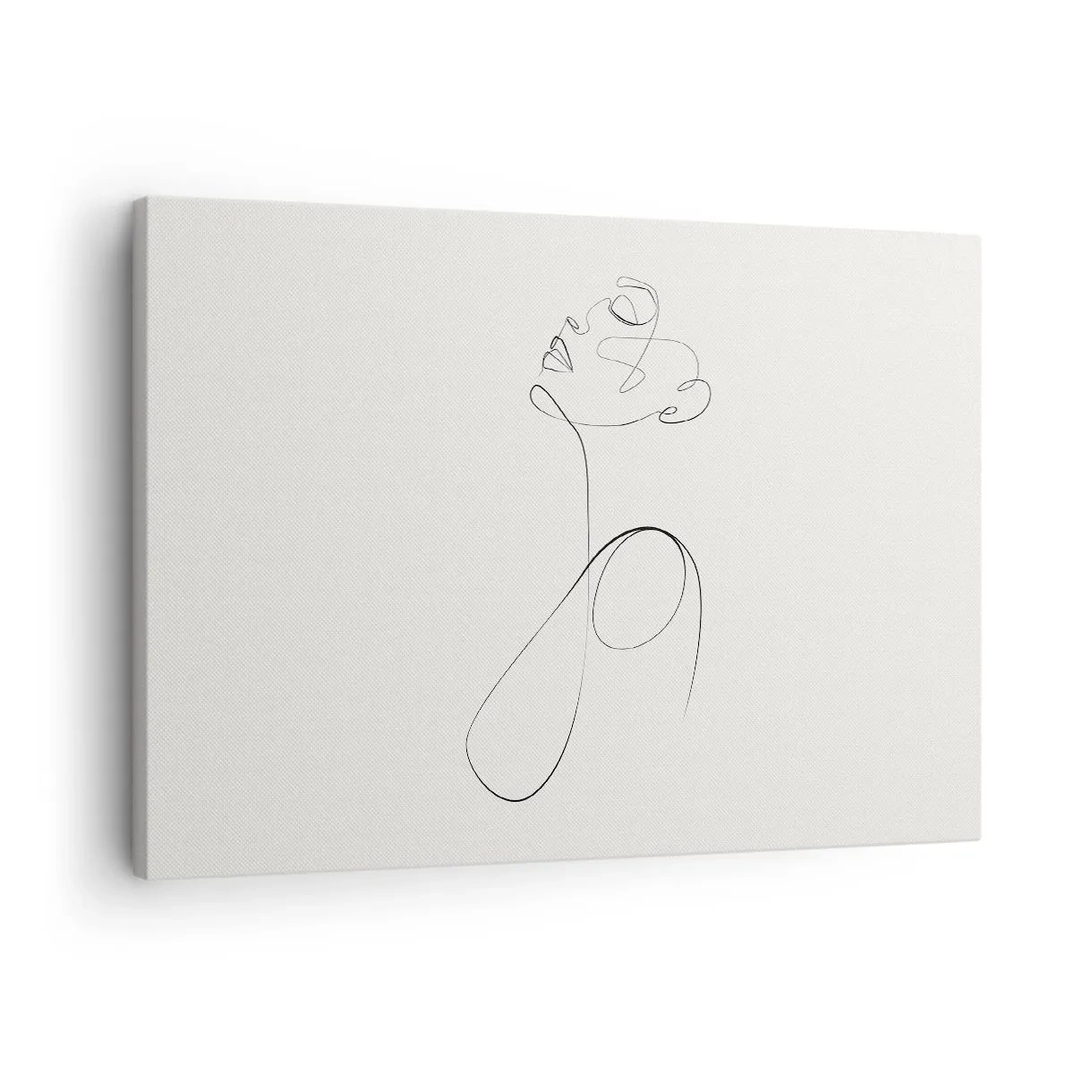 Vászonkép - Minimalista vonalas arcvázlat fehér háttérrel - 70x50cm - Álmokban hurkolt - Modern fali dekoráció nappalihoz és hálószobához ARTTOR