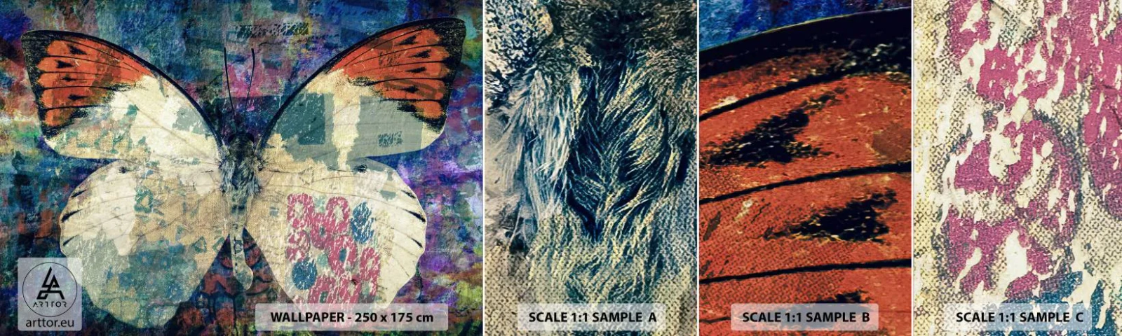 Fotótapéta Minta Öntapadós Deluxe Sticker - Finom törékenység - Pillangó, Absztrakció, Darab - 100x30 cm