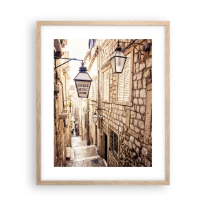 Poszter világos tölgy keretben - Egy bájos mellékutca - 40x50 cm