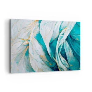 Vászonkép - Kék absztrakció arany motívummal - 100x70 cm