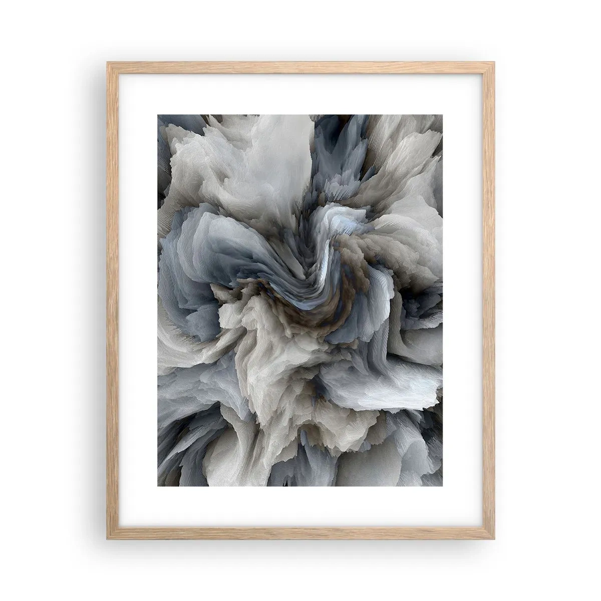 Poszter világos tölgy keretben - Kő és virág - 40x50 cm