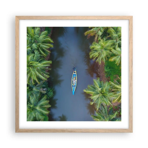 Poszter világos tölgy keretben - Egy trópusi ösvényen - 50x50 cm