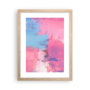 Poszter világos tölgy keretben - Rózsaszín, kék és egy csipetnyi fény - 30x40 cm