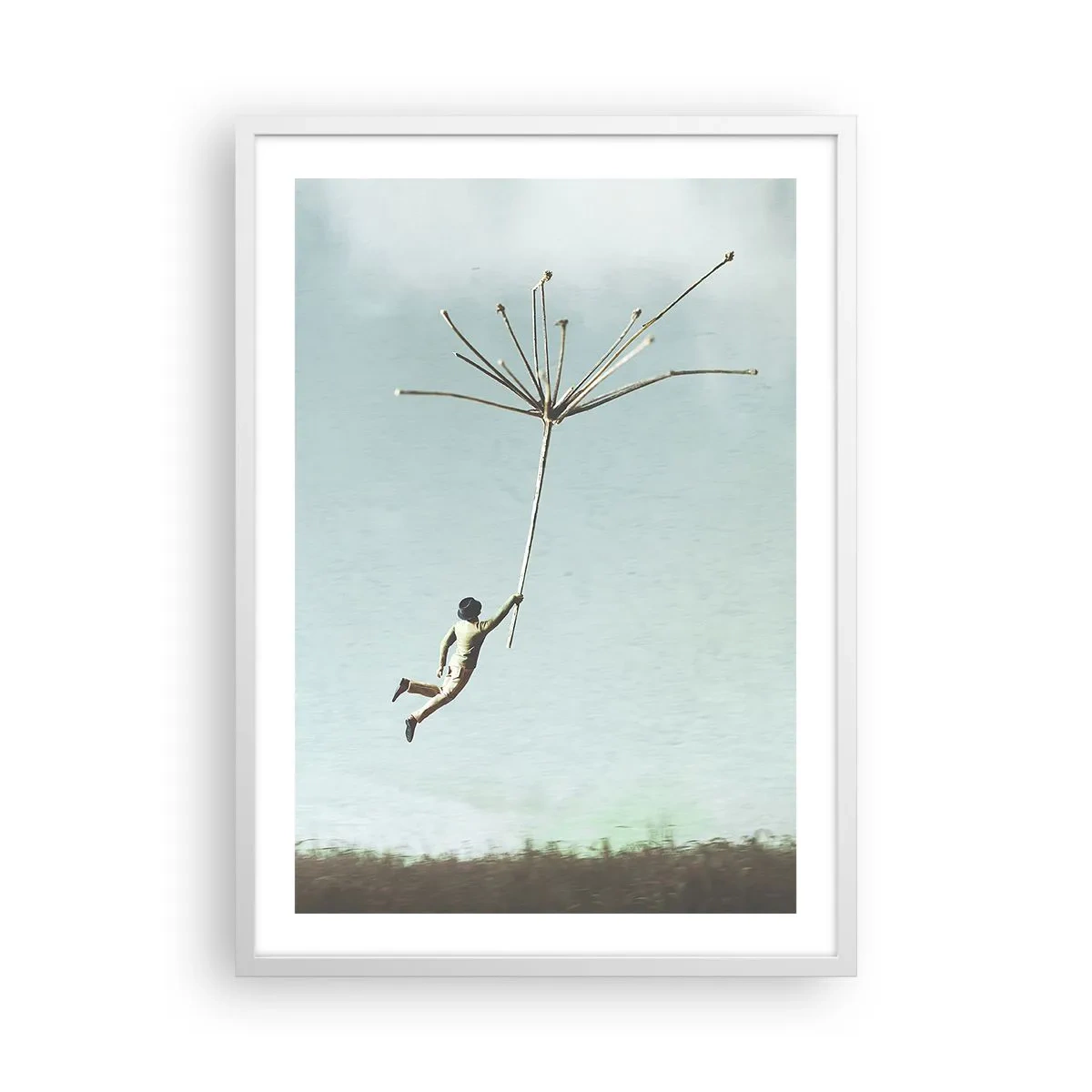 Poszter fekete keretben - Sárkányrepülők, pitypangok, szél - 50x70 cm