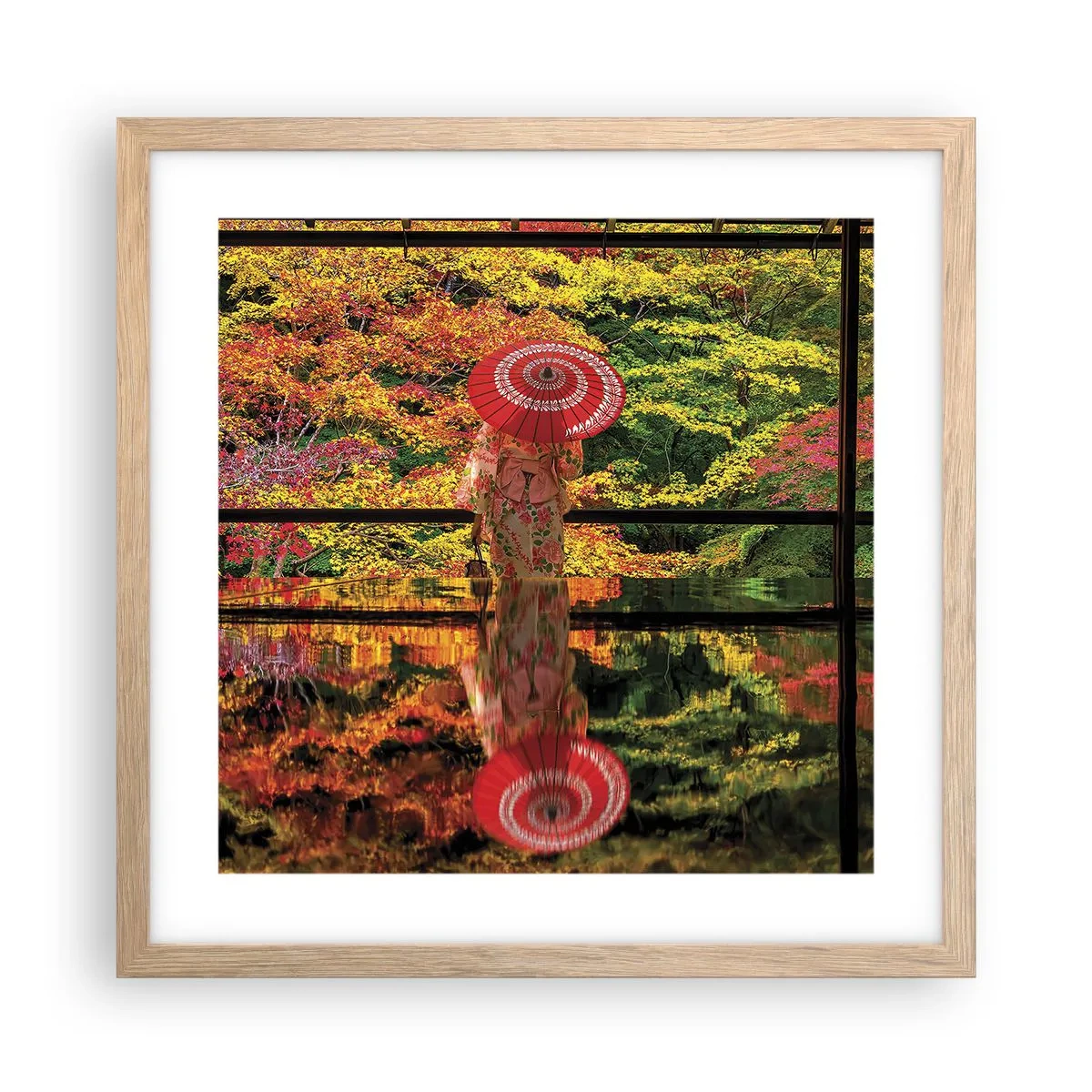 Poszter világos tölgy keretben - A természet templomában - 40x40 cm