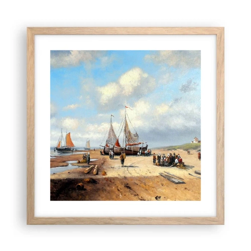 Poszter világos tölgy keretben - Egy sikeres fogás után - 40x40 cm