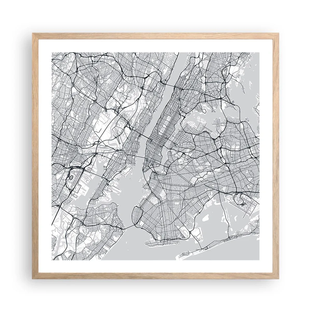 Poszter világos tölgy keretben - Metropolisz anatómiája - 60x60 cm