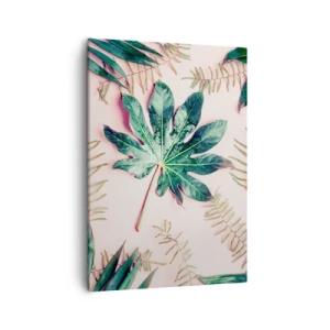 Vászonkép - A zöld tanulmánya a rózsaszín háttérben - 50x70 cm