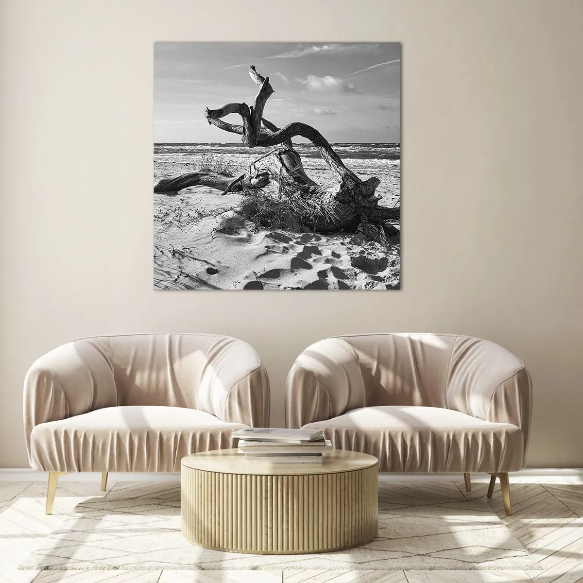 Üveg kép - Tengeri szobor - 70x70 cm