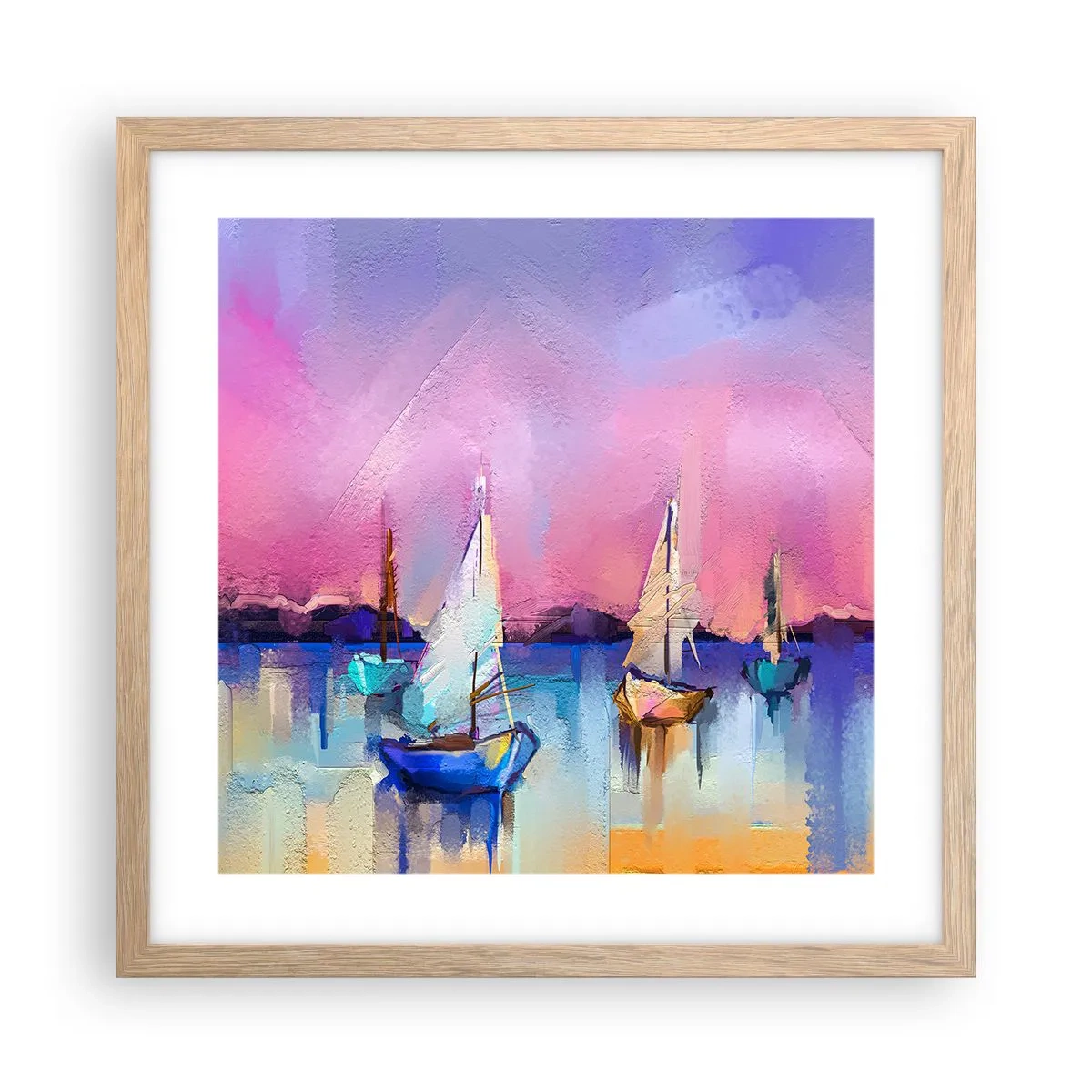 Poszter világos tölgy keretben - Irány: széles vizek - 40x40 cm