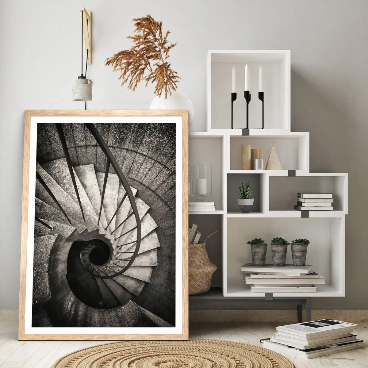 Poszter világos tölgy keretben - Lépcsőn fel, lépcsőn le - 50x70 cm