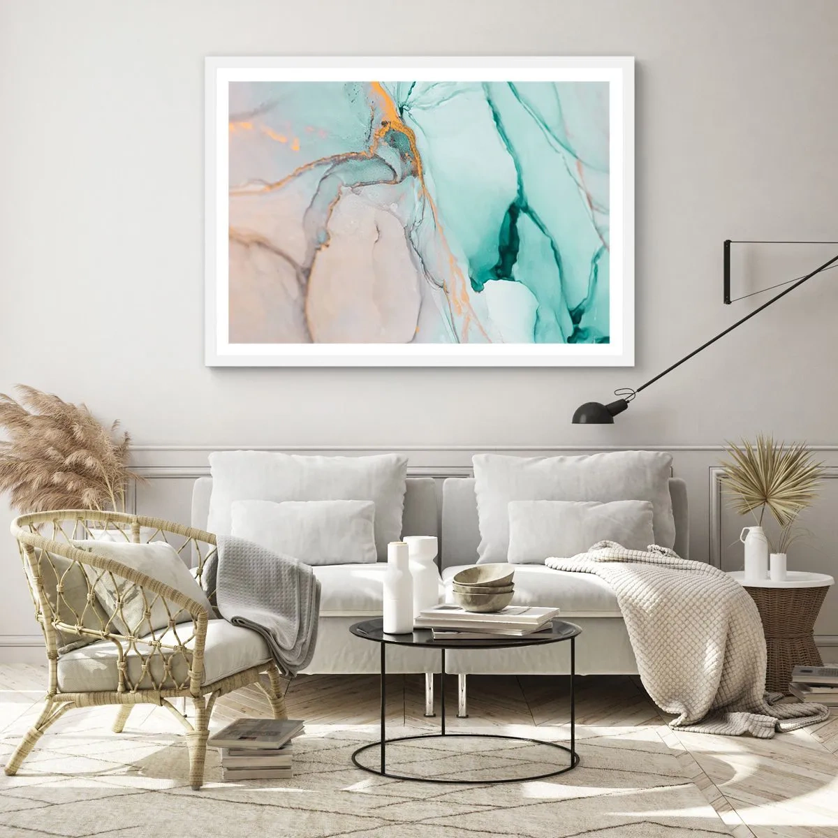 Poszter fekete keretben - Formák és színek tánca - 70x50 cm