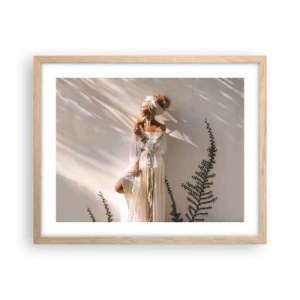 Poszter világos tölgy keretben - A nap és a lány - 50x40 cm