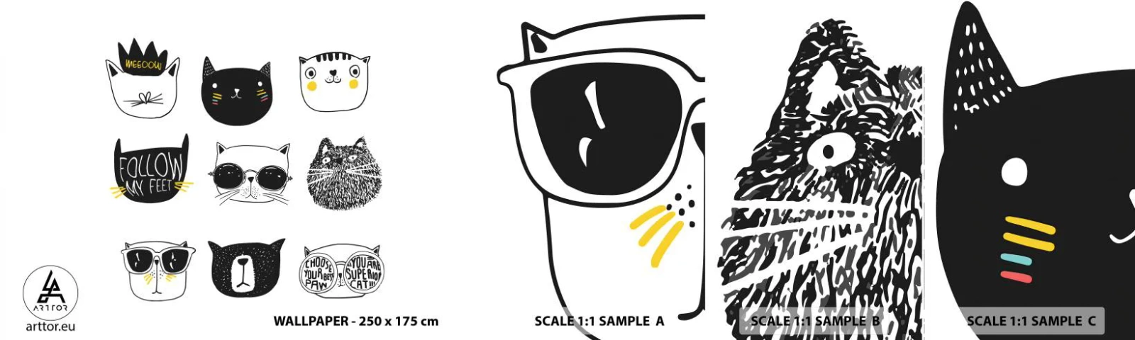 Fotótapéta Minta Öntapadós Deluxe Sticker - Mindenki más - Macska, Ábra, Grafika - 100x30 cm