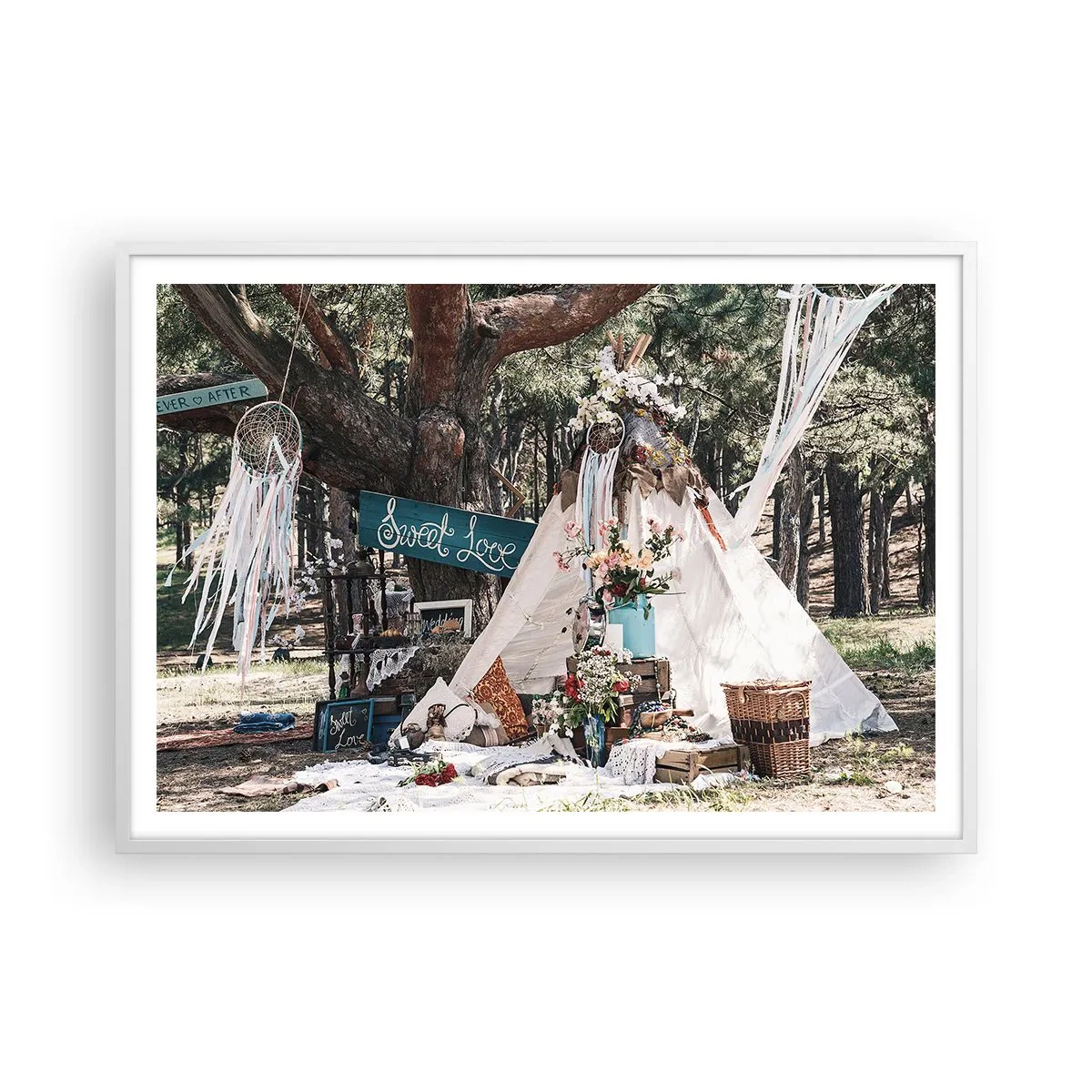 Poszter fekete keretben - Make love… - 100x70 cm