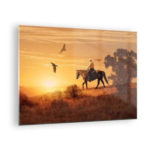 Üveg kép - Egyedül a prérin keresztül - 70x50cm - Egyedül a prérin keresztül - Modern fali dekoráció nappalihoz és hálószobához ARTTOR