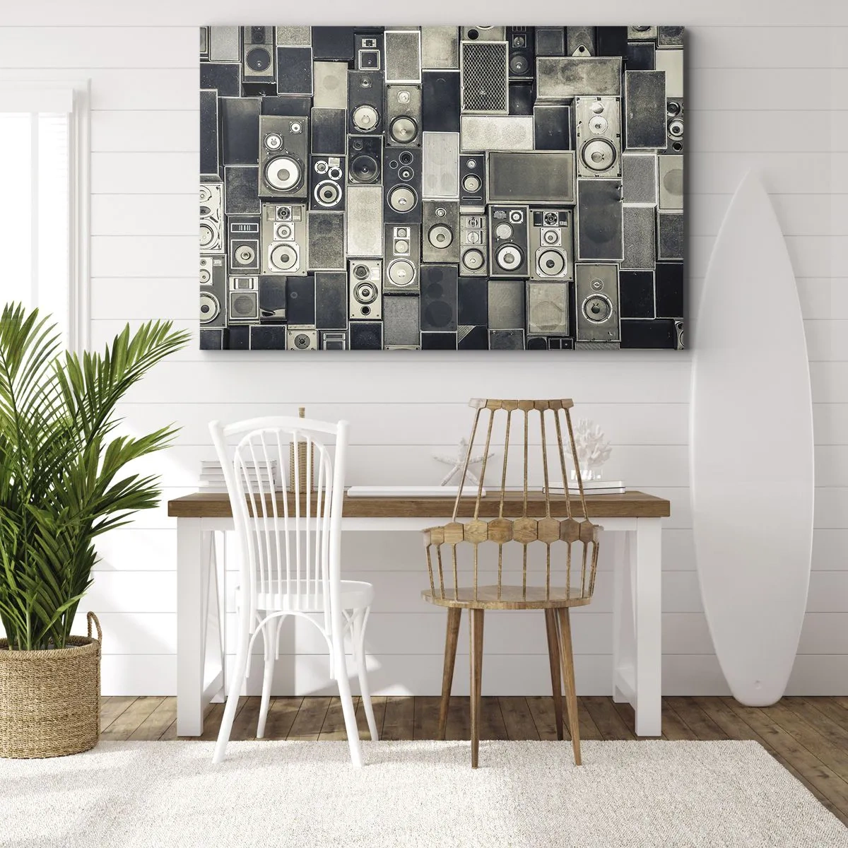 Vászonkép - Retro stílusú hangszóró kollekció - 70x50cm - És minden rendben van - Modern fali dekoráció nappalihoz és hálószobához ARTTOR