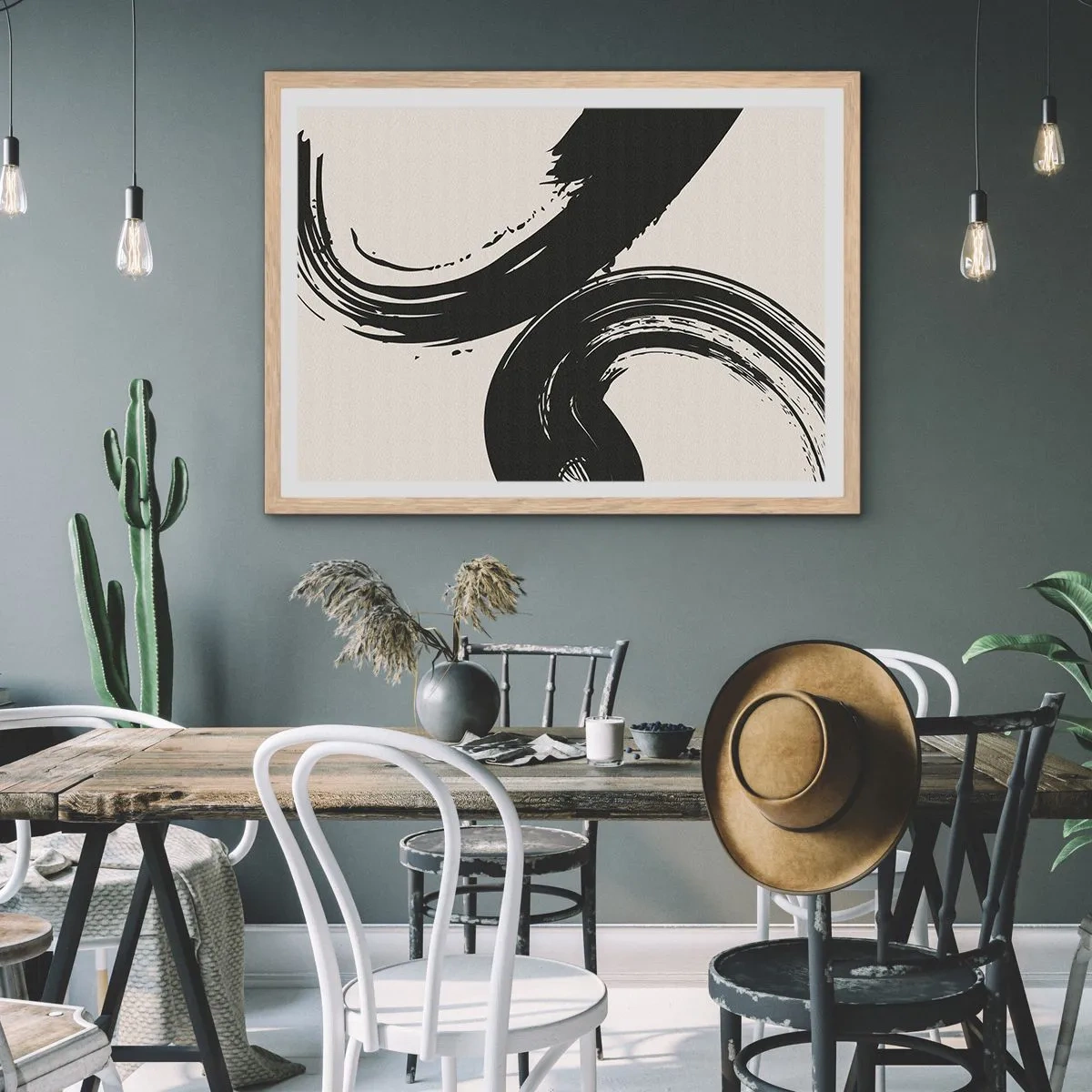 Poszter világos tölgy keretben - Söprő és körkörös - 91x61 cm