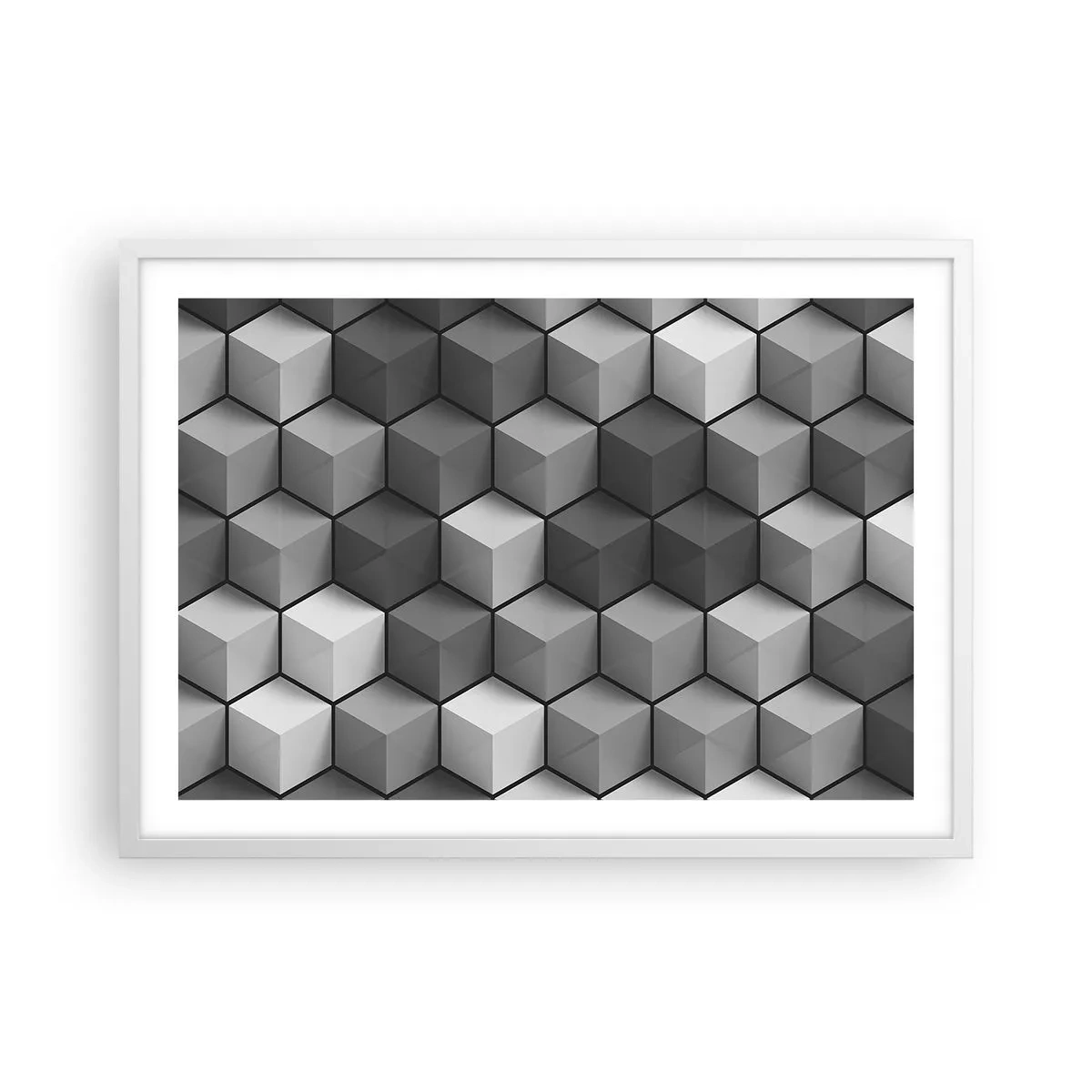 Poszter fekete keretben - Kubista kirakós - 70x50 cm