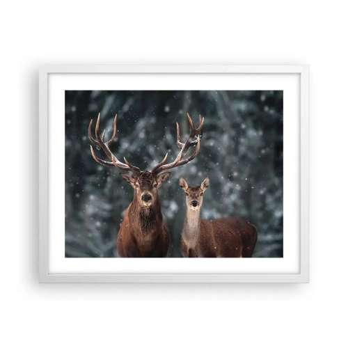 Poszter fekete keretben - Az erdő ura a feleségével - 50x40 cm