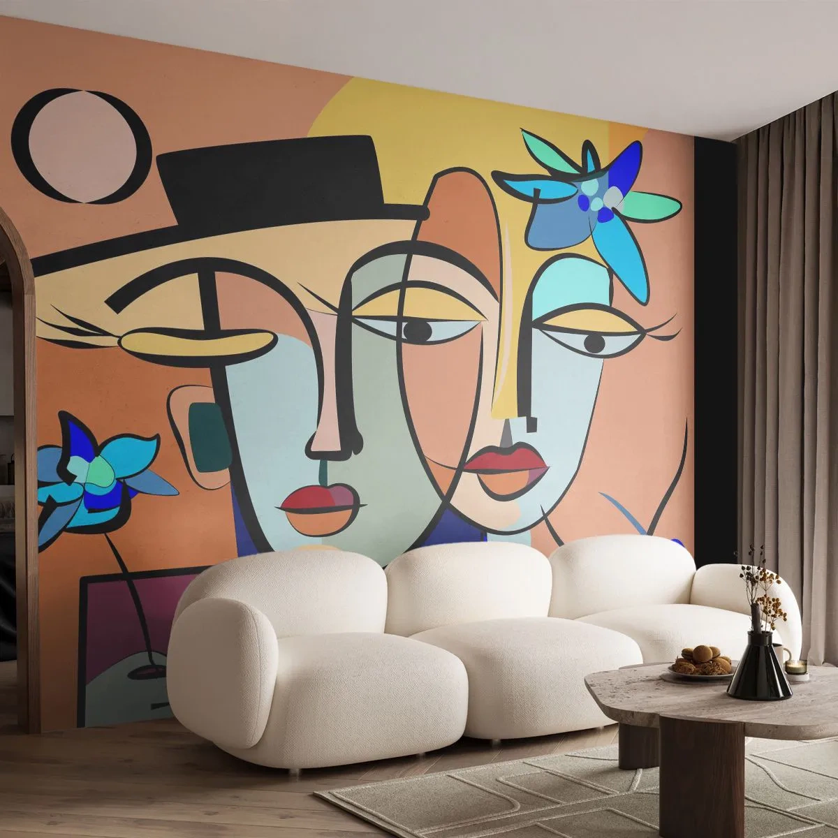 Fotótapéta Premium Sand - Picasso randez vous - Arcok, Modern, Kubizmus - 100x70 cm