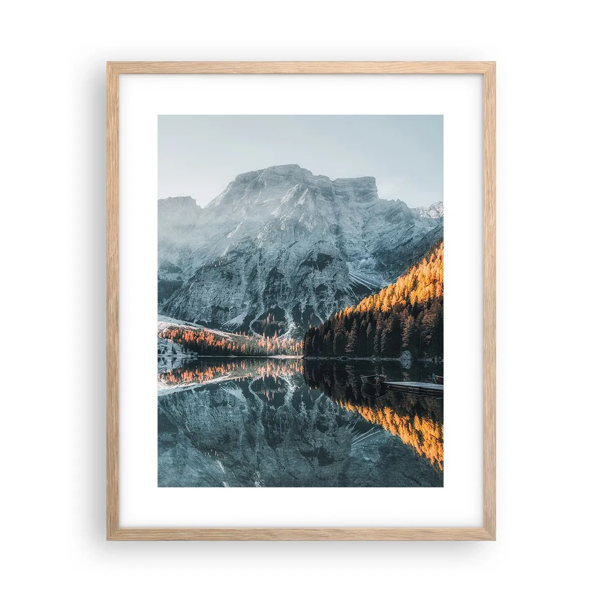 Poszter világos tölgy keretben - Tükrös táj - 40x50 cm