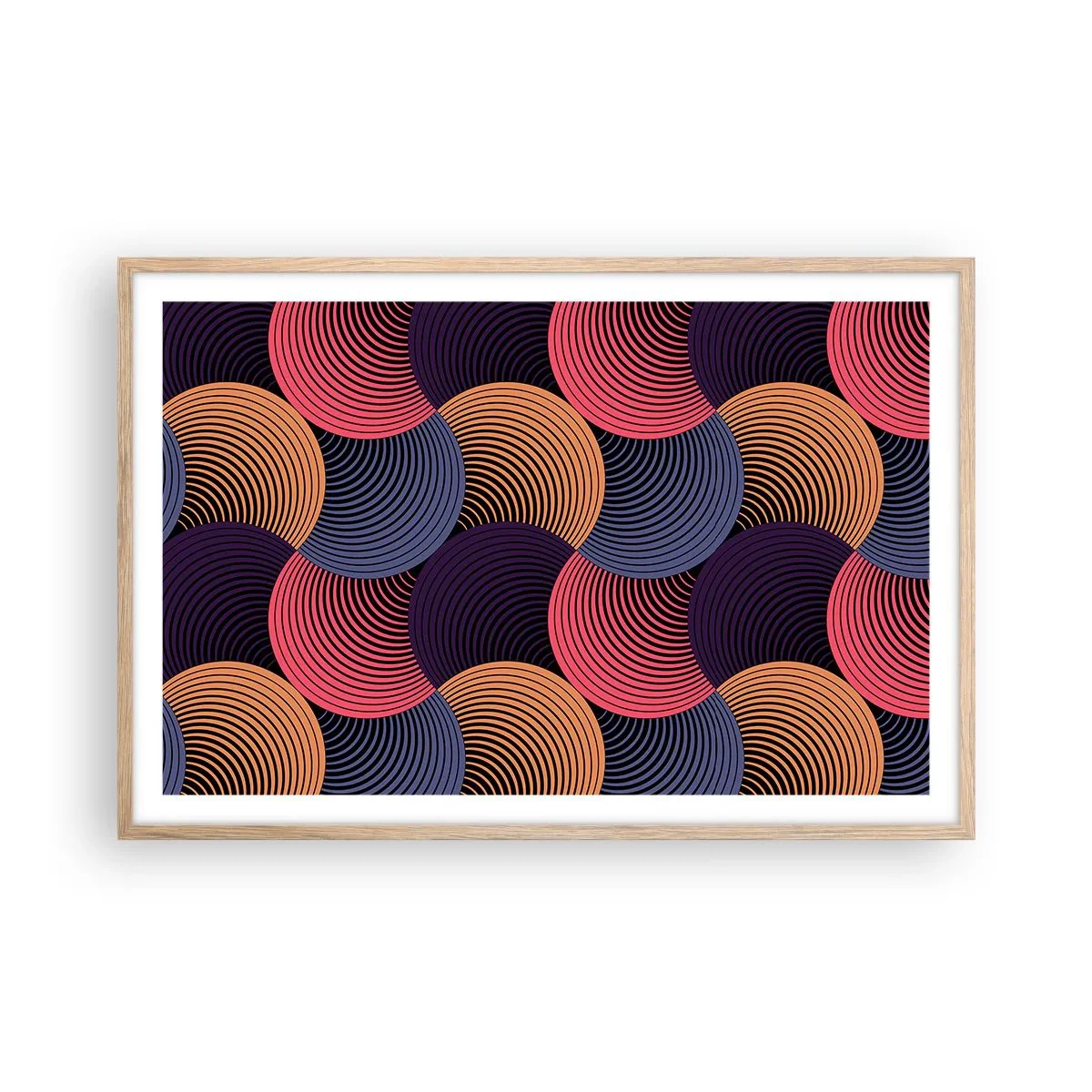 Poszter világos tölgy keretben - Körkörös ritmusban - 91x61 cm