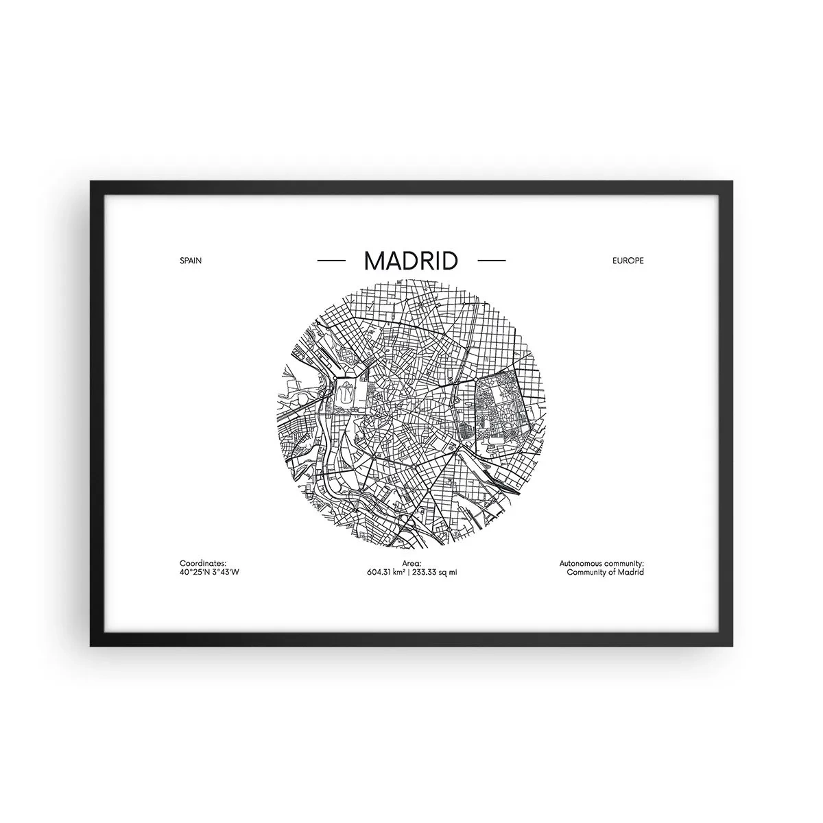 Poszter fehér keretben - Madrid anatómiája - 70x50 cm