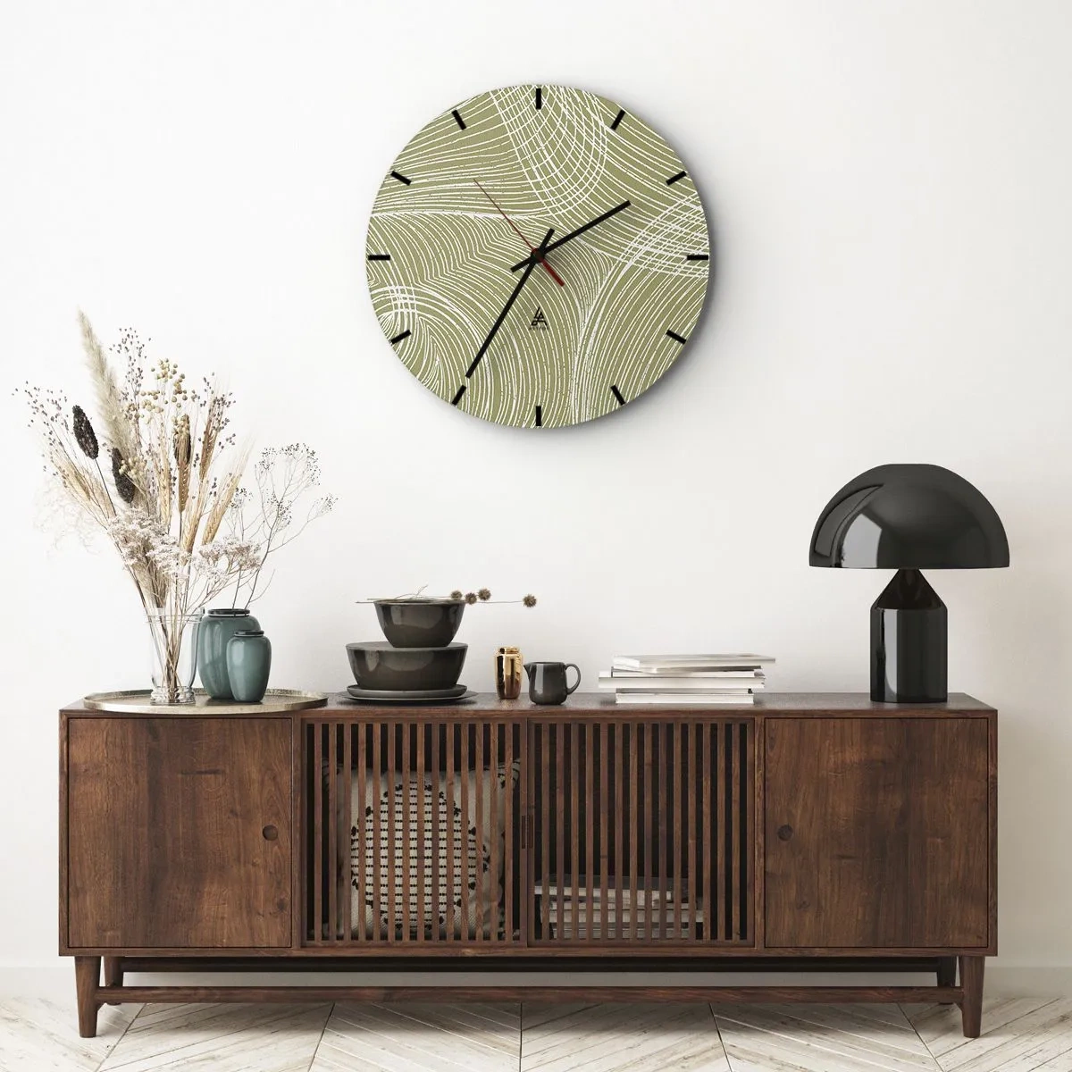 Falióra, Óra - Bonyolult absztrakció fehérben - 30x30 cm