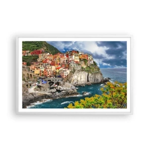 Poszter fekete keretben - Egy csoport a sziklákra simulva - 91x61 cm