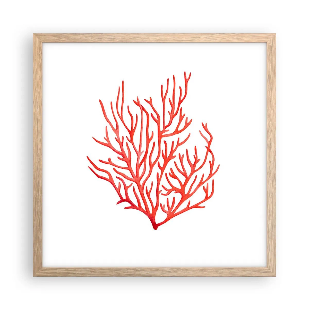 Poszter világos tölgy keretben - Korall filigrán - 40x40 cm