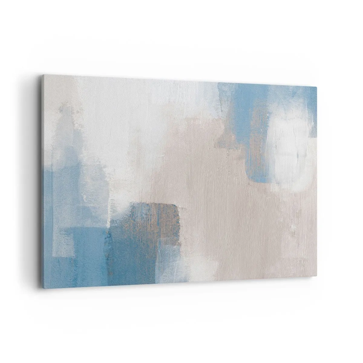 Vászonkép - Rózsaszín absztrakció egy kék fátyol mögött - 120x80 cm