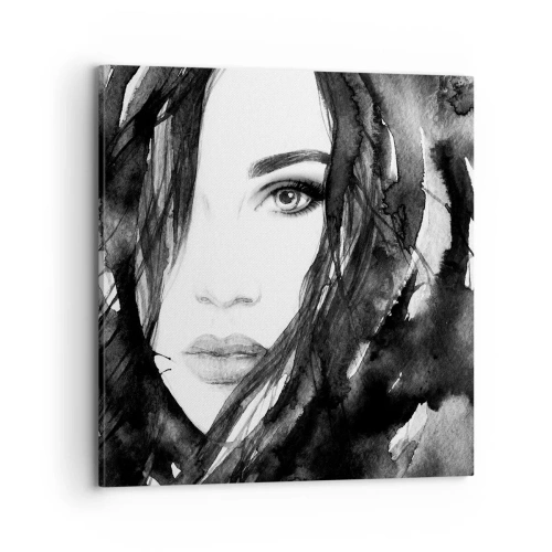 Vászonkép - Fekete-fehér hölgy portréja - 70x70 cm