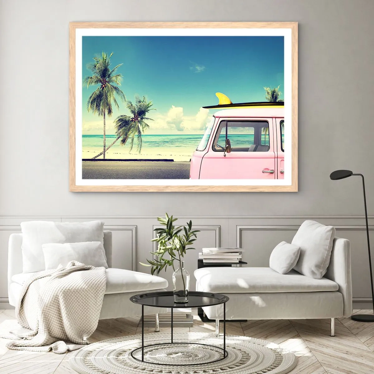 Poszter világos tölgy keretben - Ideje elkezdeni a nyaralást - 70x50 cm