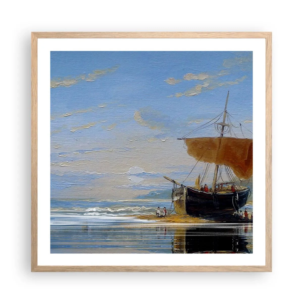 Poszter világos tölgy keretben - Víz, föld, levegő - 60x60 cm