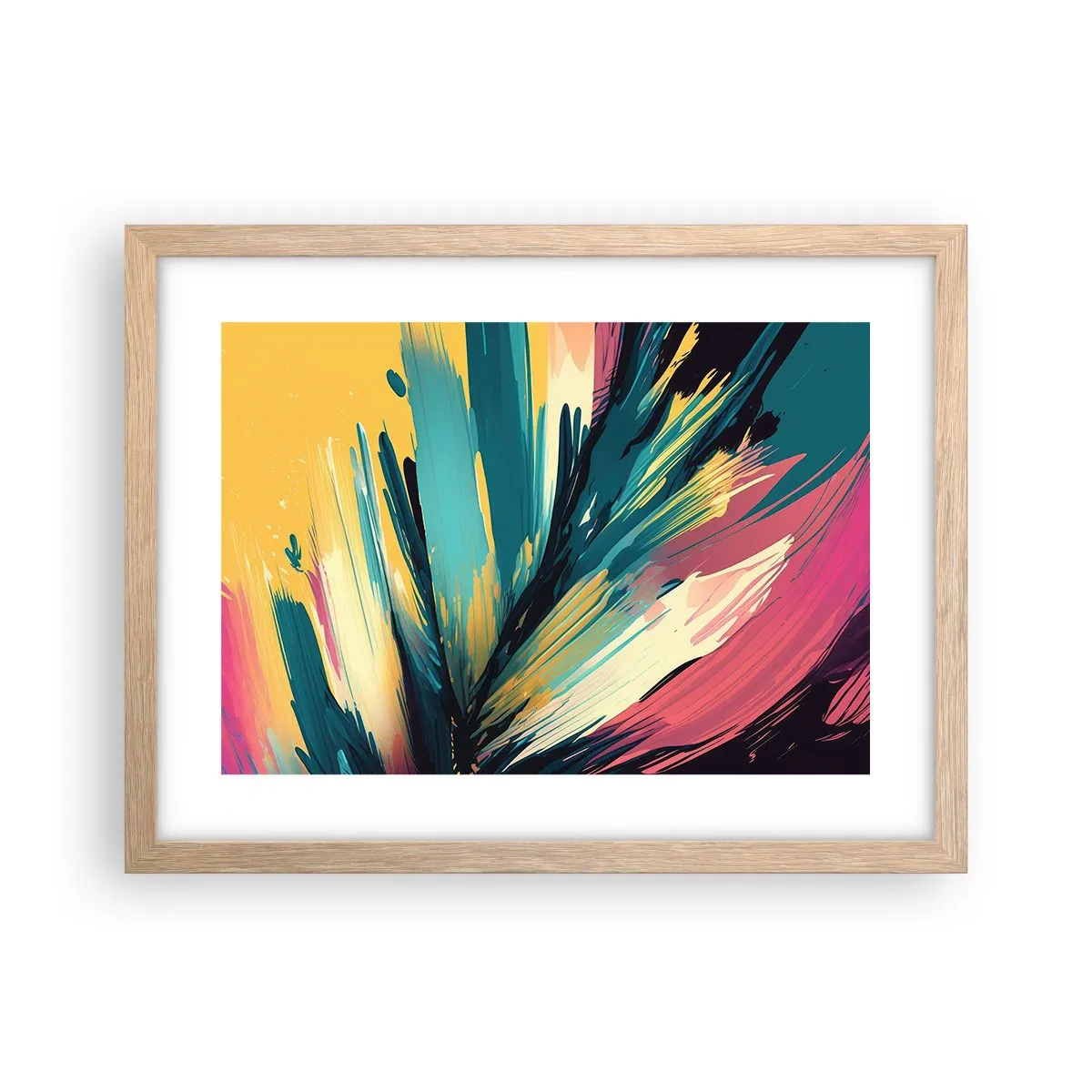 Poszter világos tölgy keretben - Kompozíció - az öröm robbanása - 40x30 cm