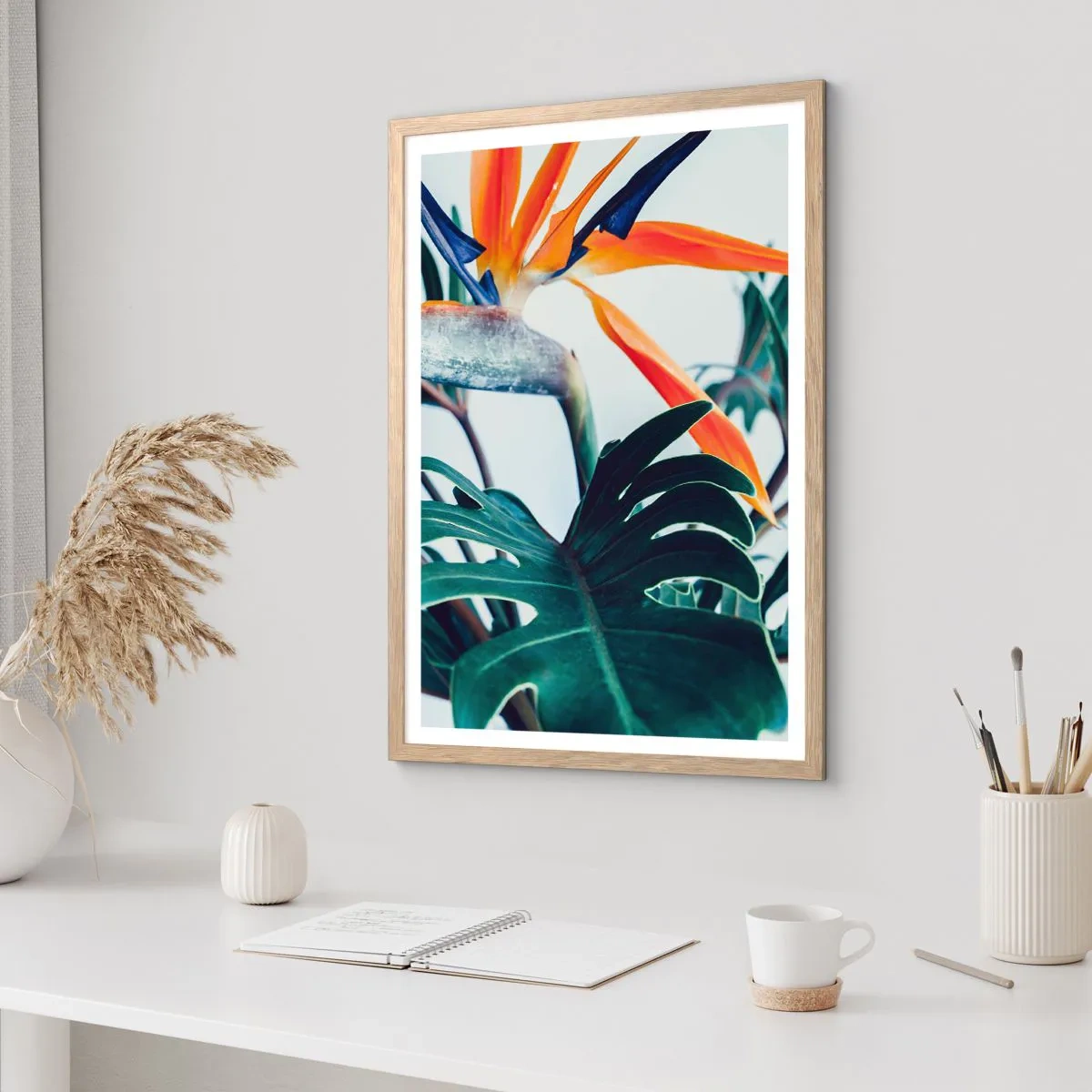 Poszter világos tölgy keretben - Madárkalitka - 50x70 cm