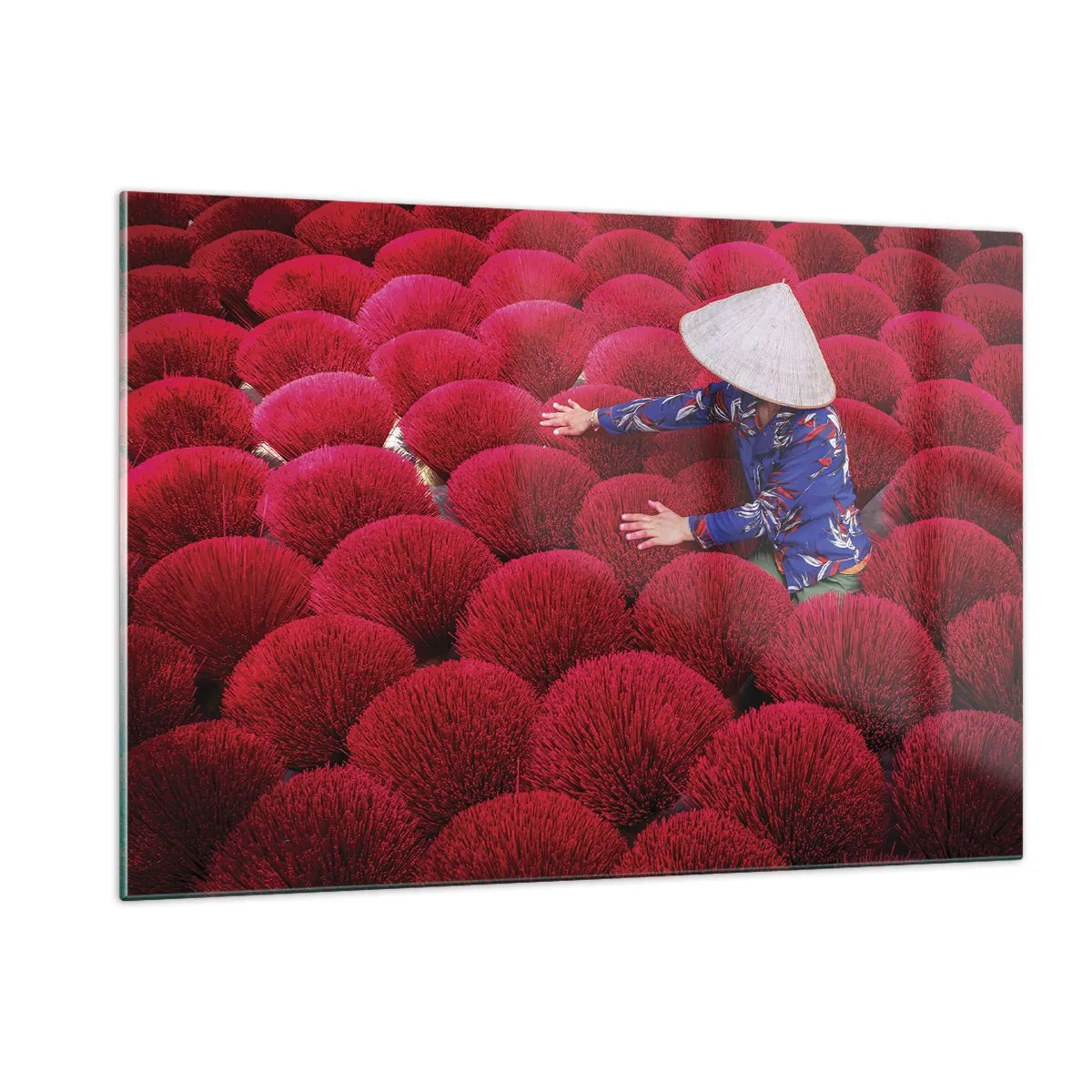 Üveg kép - A rizsföldön - 120x80 cm