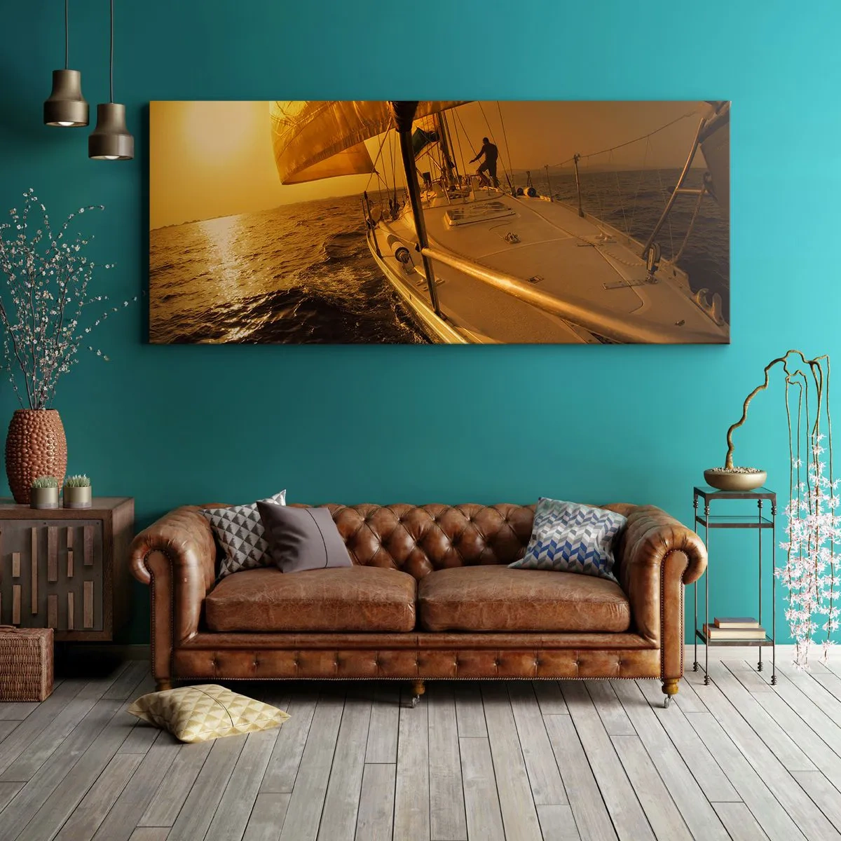 Vászonkép - Arany este egy színes nap után - 140x50 cm