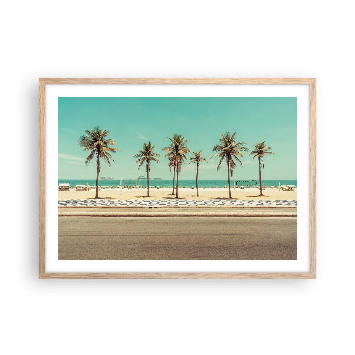 Poszter világos tölgy keretben - A tengerparton - 70x50 cm