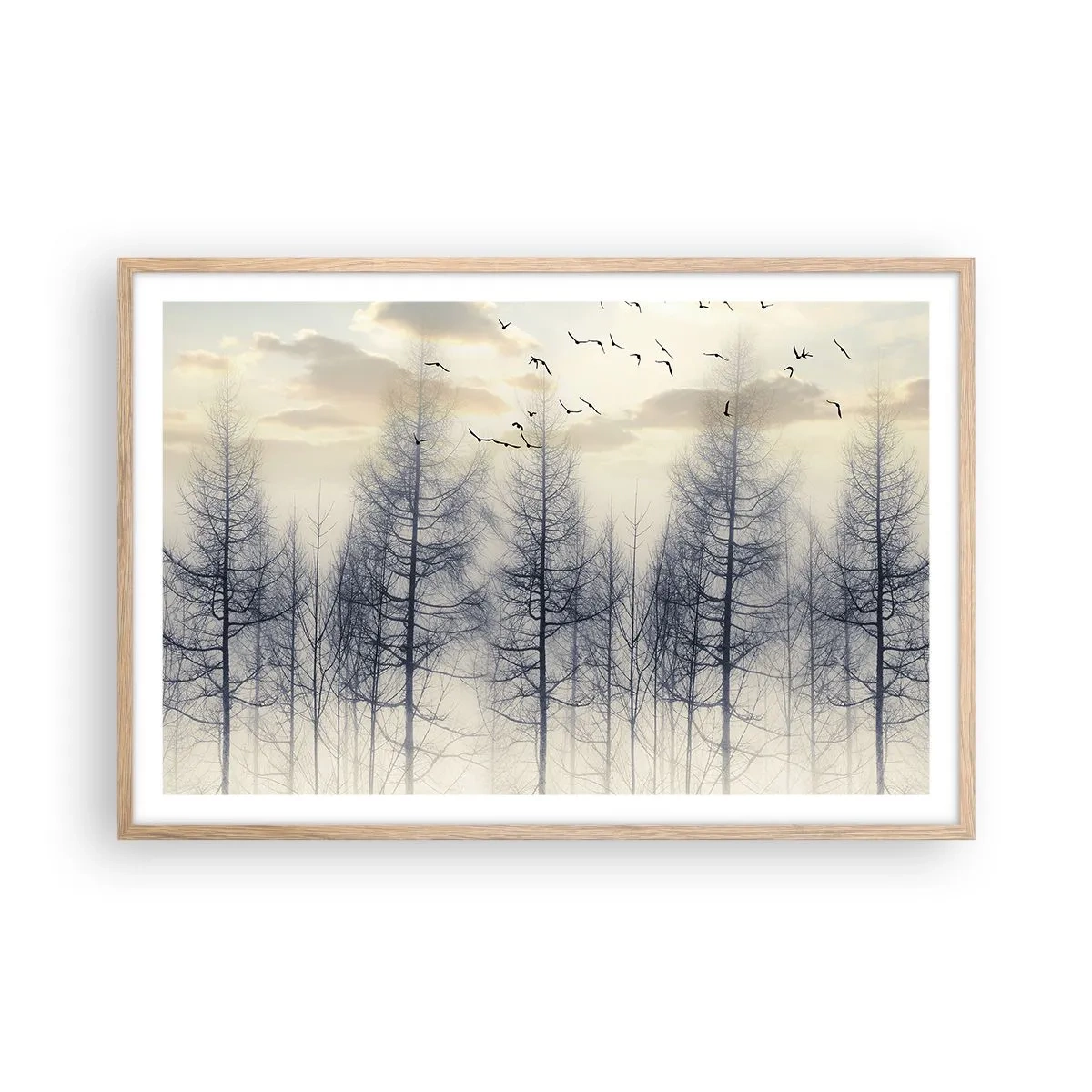 Poszter világos tölgy keretben - Erdei szellemek - 91x61 cm