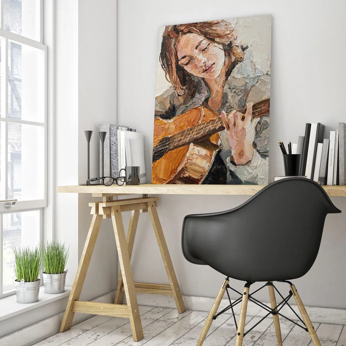 Üveg kép - Koncert gitárra és egy lány szívére - 50x70 cm
