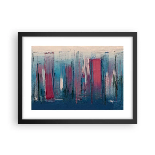 Poszter fehér keretben - Függőleges kompozíció kék és piros színekben - 40x30 cm
