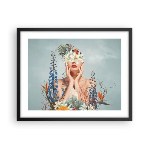 Poszter fehér keretben - Virág-nő - 50x40 cm