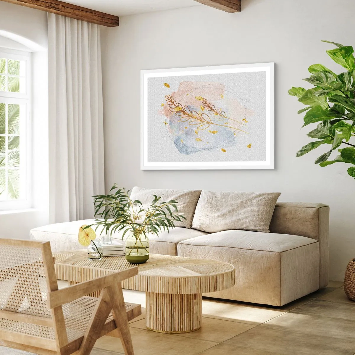 Poszter fekete keretben - Aranyszínű fuvallat - 100x70 cm