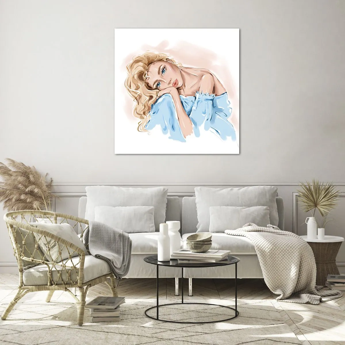 Üveg kép - Álmodozó a kékben - 60x60 cm