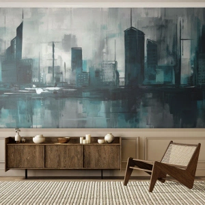 Egyedi tapéta Premium Canvas - Esőszínű város - Város, Építészet, Darab