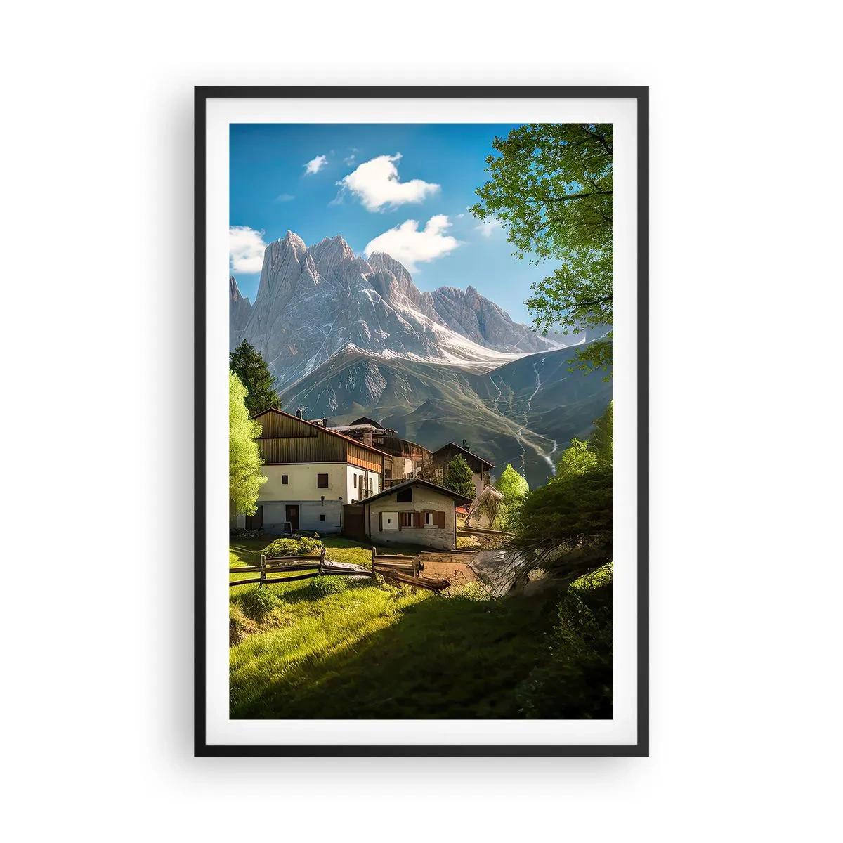 Poszter fehér keretben - Alpesi idill - 61x91 cm
