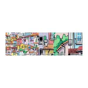 Fotótapéta Minta Premium Canvas - Vidám város - Város, Bérházak, Házak - 100x30 cm