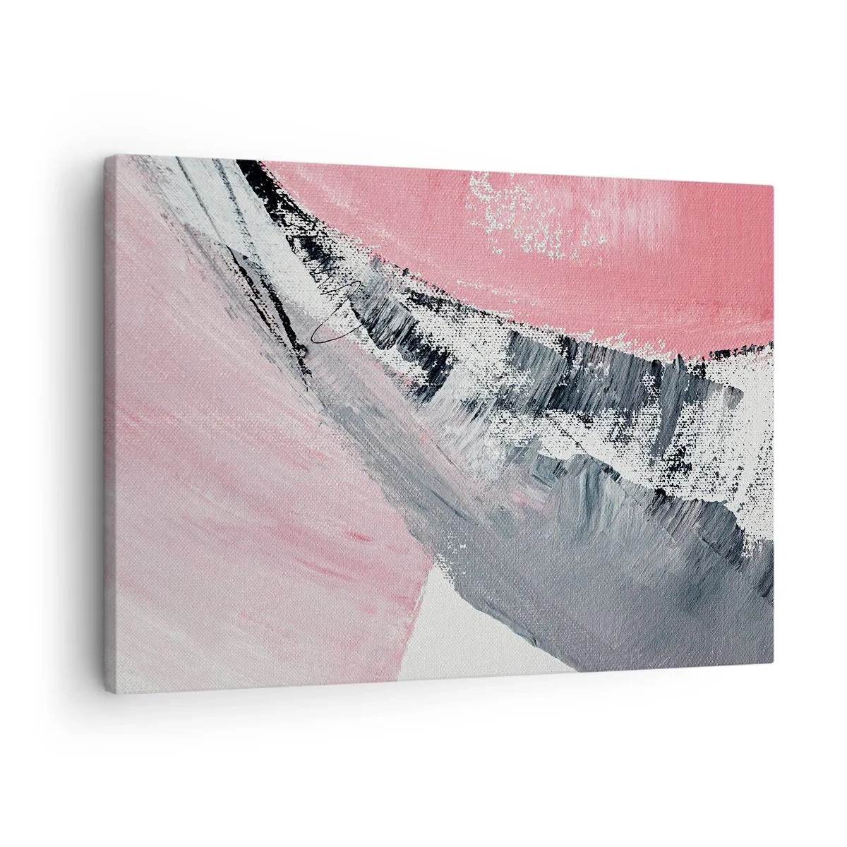 Vászonkép - Egy absztrakt kompozíció rózsaszín és szürke árnyalatokban. - 70x50cm - Hozzáillő kompozíció - Modern fali dekoráció nappalihoz és hálószobához ARTTOR